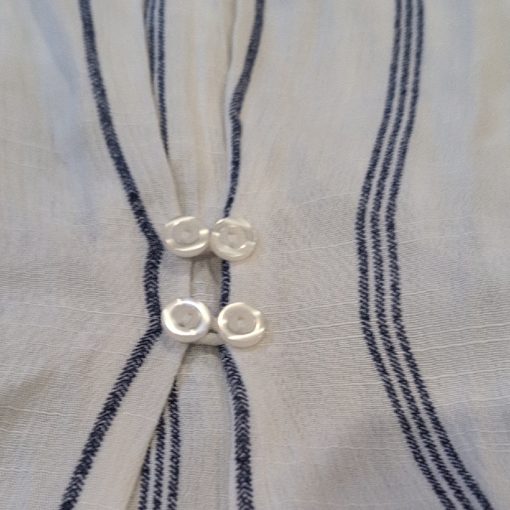 Market & Spruce White Sleeveless Tunic with Blue Vertical Stripes - Picture 6 of 7